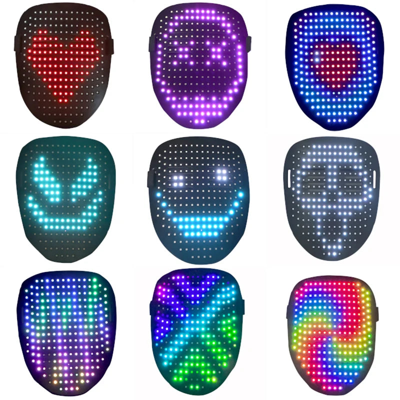 Led Rgb Multifunctional Bluetooth App Controls Mask DIY Image Mask Halloween Mask