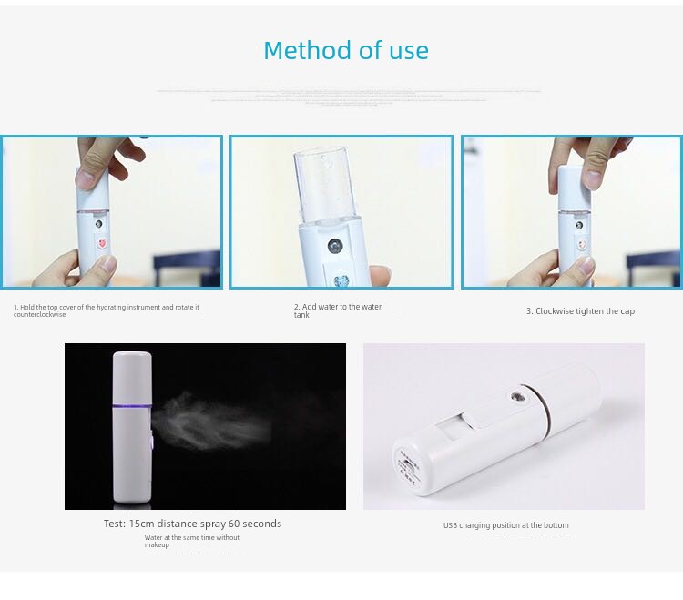 Moisturizing Spray Instrument Facial Vaporizer Nano Cold Spray Small Portable Replenishing Device