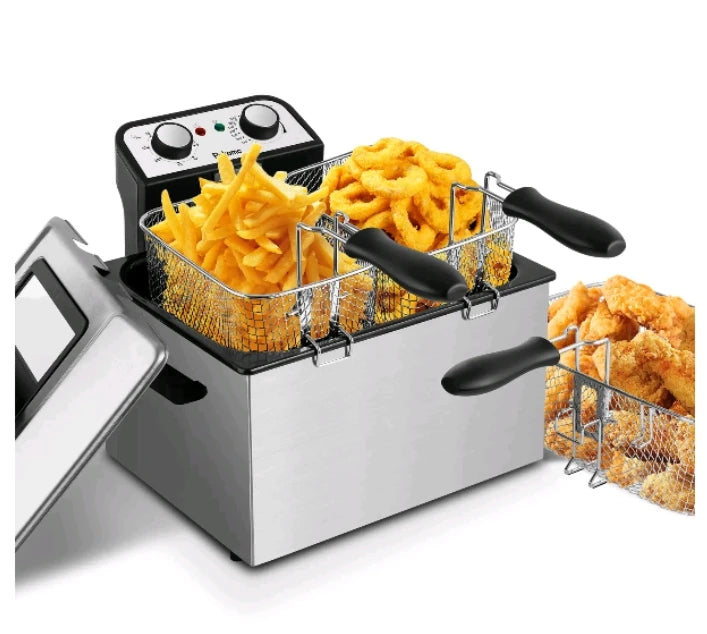 SUSTEAS Deep Fryer with Basket, 1500W Electric Deep Fryers for Home Use with Temperature Control