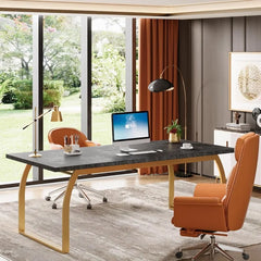 Modern Black Office Desk: Computer Executive Desk