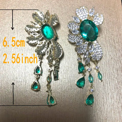 Bilincolor Fashion Cubic Zirconia Purple Flower Tassel Earring for Women