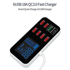 8 Port USB Charger HUB Quick Charge QC3.0 LED Display Multi USB Charging Station 40W Mobile Phone Desktop