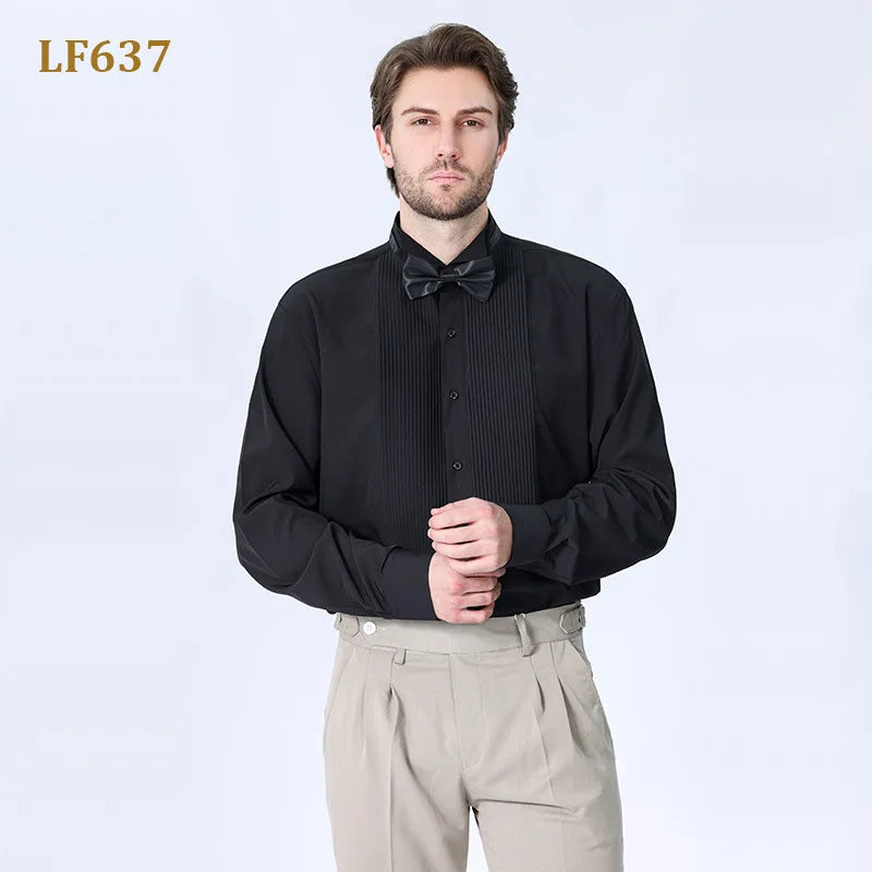 American size men's tuxedo shirt long sleeve spring and summer fashion new non-ironing formal business solid color plus size