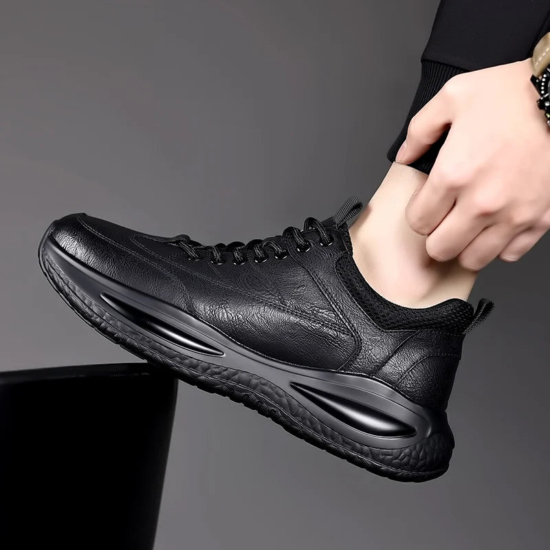 Men's Casual Shoes lace up black Trend Wild Fashion Men Shoes Thick-soled Shoe