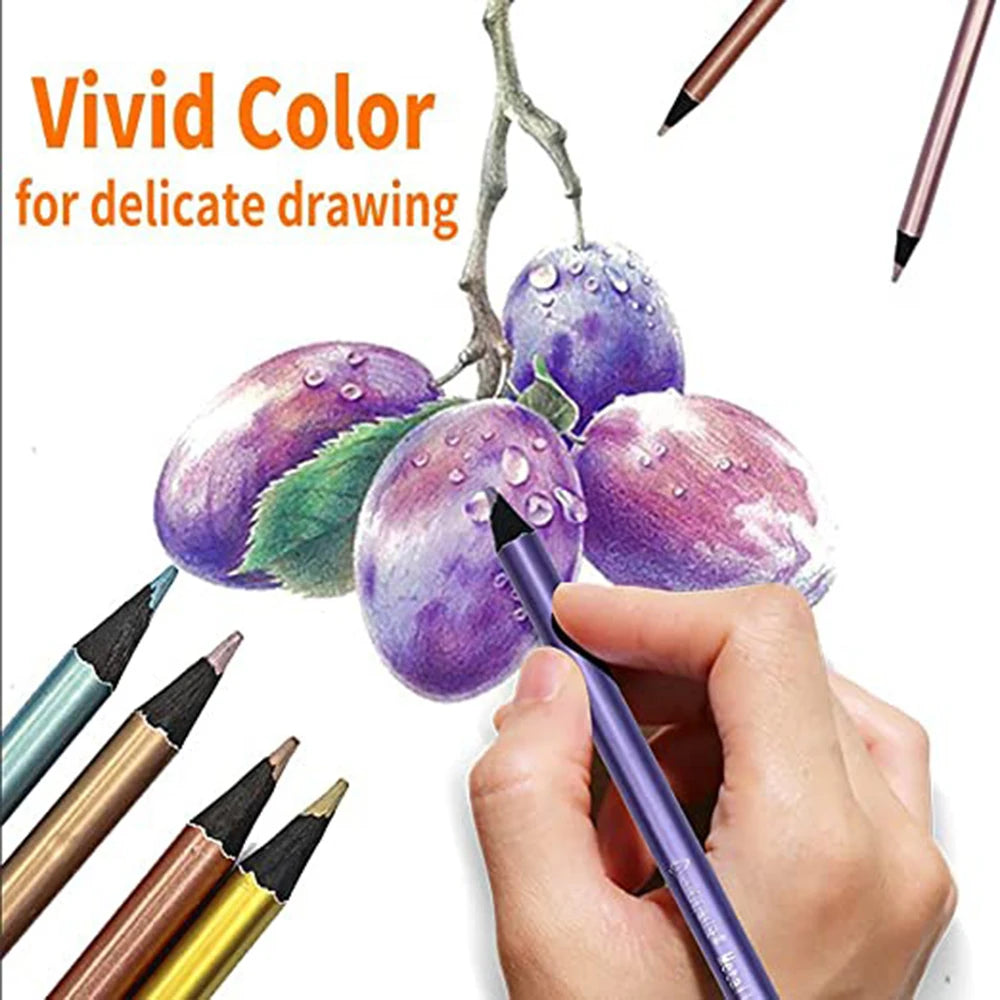 12 Colors Metallic Pencil Colored Drawing Pencil Sketching Pencil