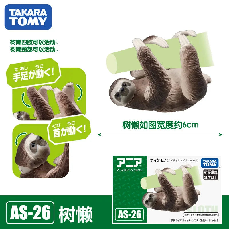 Original Takara Tomy Tomica Simulation Wild Animal Tiger Crocodile Elephant Lion Panda Orangutan Model For Children Toy Gift