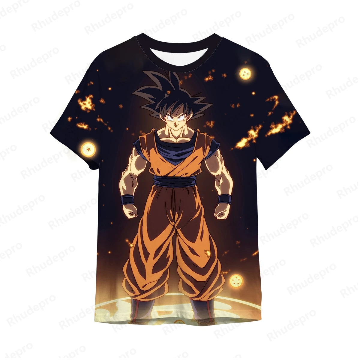 Baby Suit Son Goku Children's Summer Men's T-Shirt Anime Cartoon Print White Balck T-shirt Boys Top