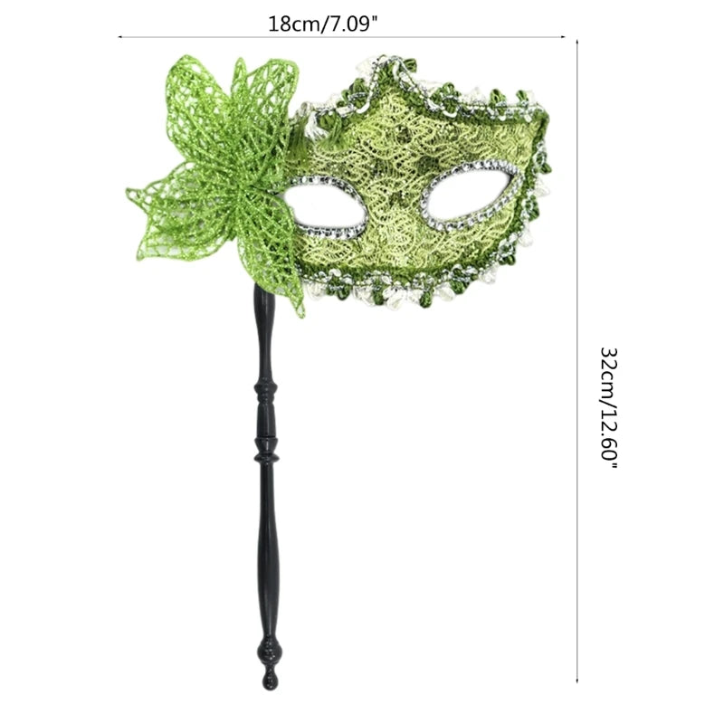 Halloween Party Mask with Holding Stick Evening Prom Masquerade Mask Stage Cosplay Props