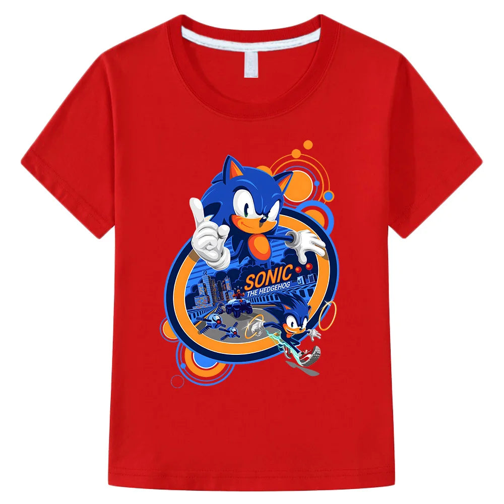 Sonic The Hedgehog 3 Cotton T-shirts Children Fashion Casual Top Boys Girls Short Sleeve Tees Cool Kids Essential Tshirt Clothes