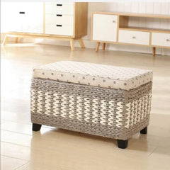 Japanese-style Storage Stool, Woven Storage Step Stool, Rustic Home Foot Stool