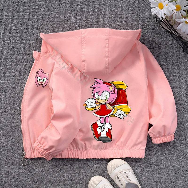 New Sonics Child Spring and Autumn Jacket Boys Girls Clothes Comfortable Cartoon Anime Graphic Print Coats Birthday Party Gifts