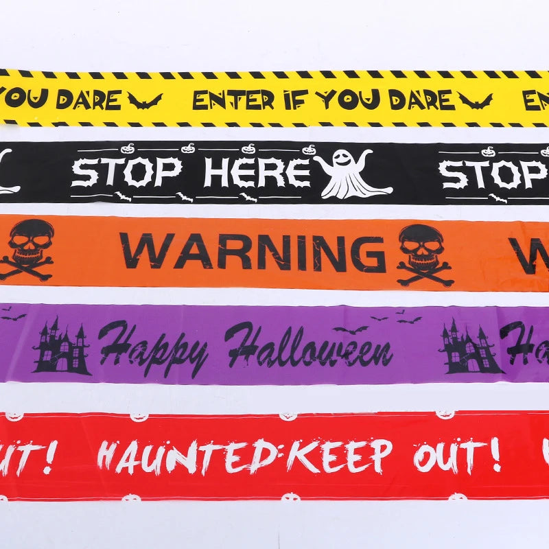 Halloween Props Window Prop Warning line Plastic Skull Head Warning Tape