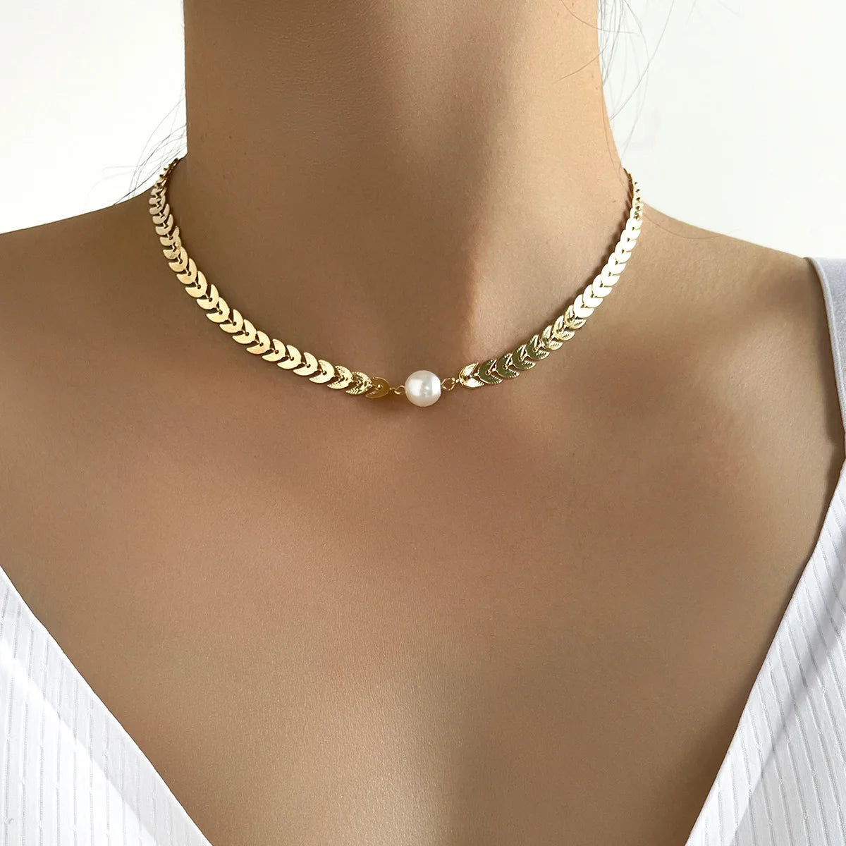 Simple Stacked Retro Imitation Emerald Green Pearl Multi-layer Necklace For Women