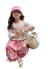 Girls T-Shirt+Lantern Pants 2Pcs Clothes Sets Kids Summer Cartoon Tops+Mosquito Prevention Trousers Suits