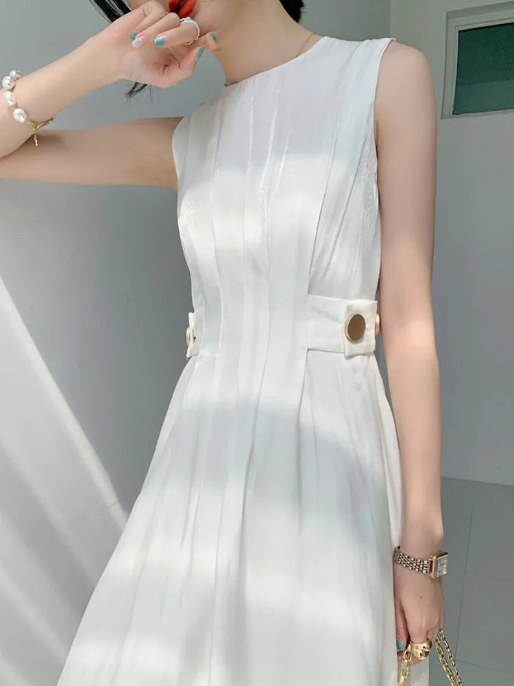 High Waist Pleated Elegant Dresses