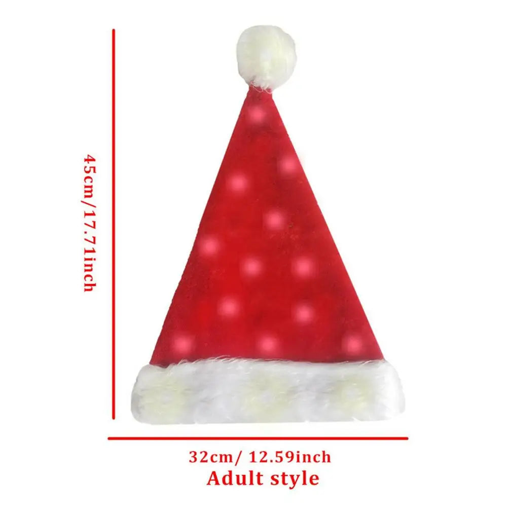 Adults Kids Christmas Hat HLED Christmas Hat Soft Plush Christmas Light-up Hat