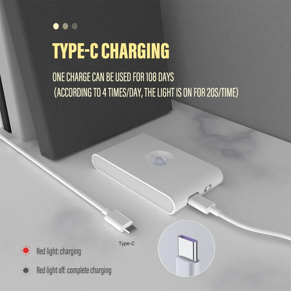 LED Intelligent Sensor Night Light Wireless USB Charging Motion Sensor Wall Light