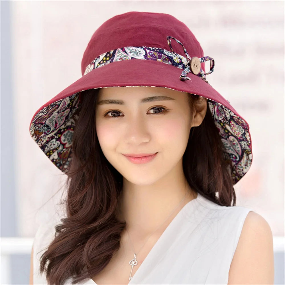 Bucket Hat Women Fashion Summer Wide Brim Hat