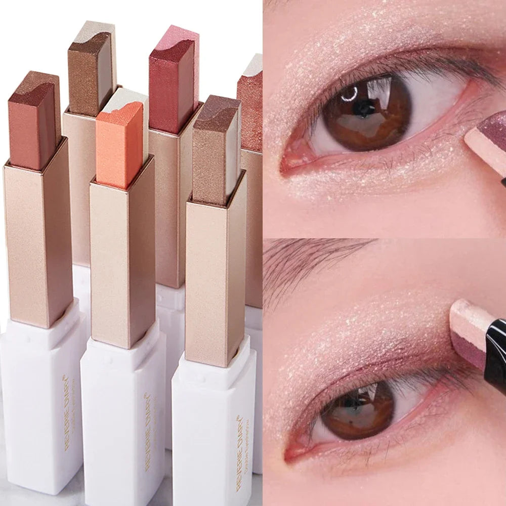 Eye Shadow Stick Matte Eyeshadow Makeup Waterproof Bicolor Shimmer