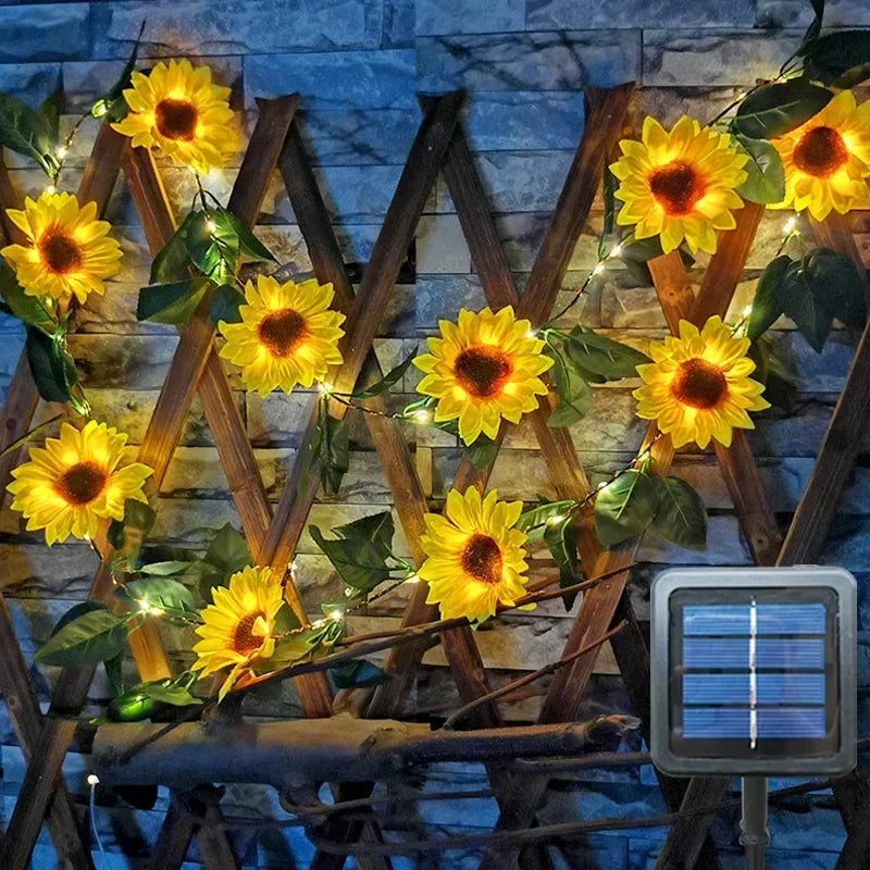 Solar Artificial Sunflower Rose String Light