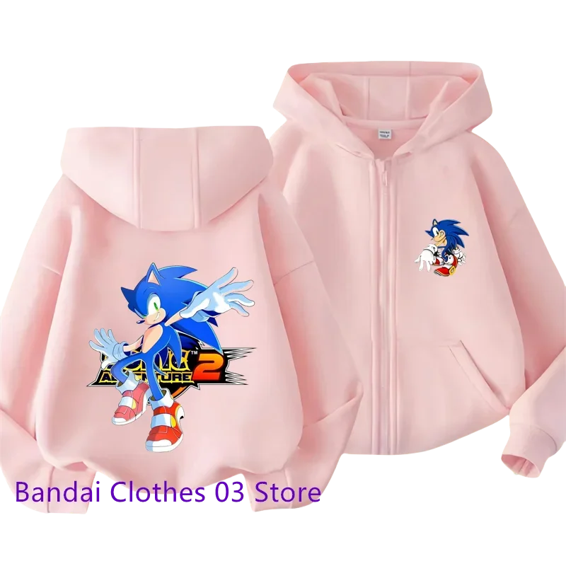 Hot Sonic Lightning Kids Zipper Hoodie Cartoon Print Autumn/Winter Long-sleeved Sweatshirt Casual Jacket Top 2-12 Y Boys Girls