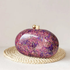 Oval Purple Glitter Party Female Custom Luxury Brand Lady Purses And Handbags Party Bag