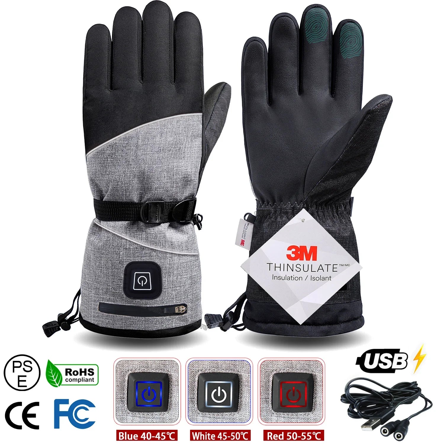 Winter Gloves 3M Cotton Heating Hand Warmer Electric Thermal Gloves Waterproof Snowboard Cycling Motorcycle Bicycle Ski Outdoor