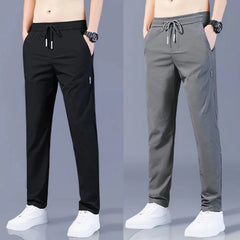 Men's Ice Silk Pants Summer Trend Loose Straight Thin Casual Pants