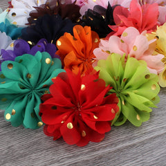 Fashion Gold Point Puffy Flower For Hair Accessories Ballerina Chiffon Flower Ornaments For Wedding Bouquet