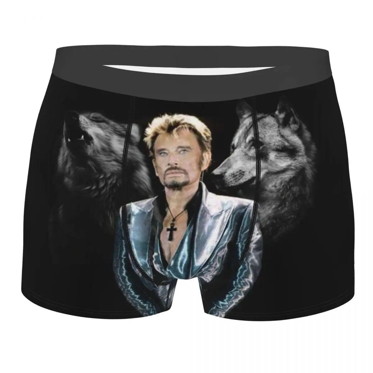 Custom Male Fashion Johnny Hallyday Underwear French Singer Rock Music Boxer Briefs Soft Shorts Panties Underpants