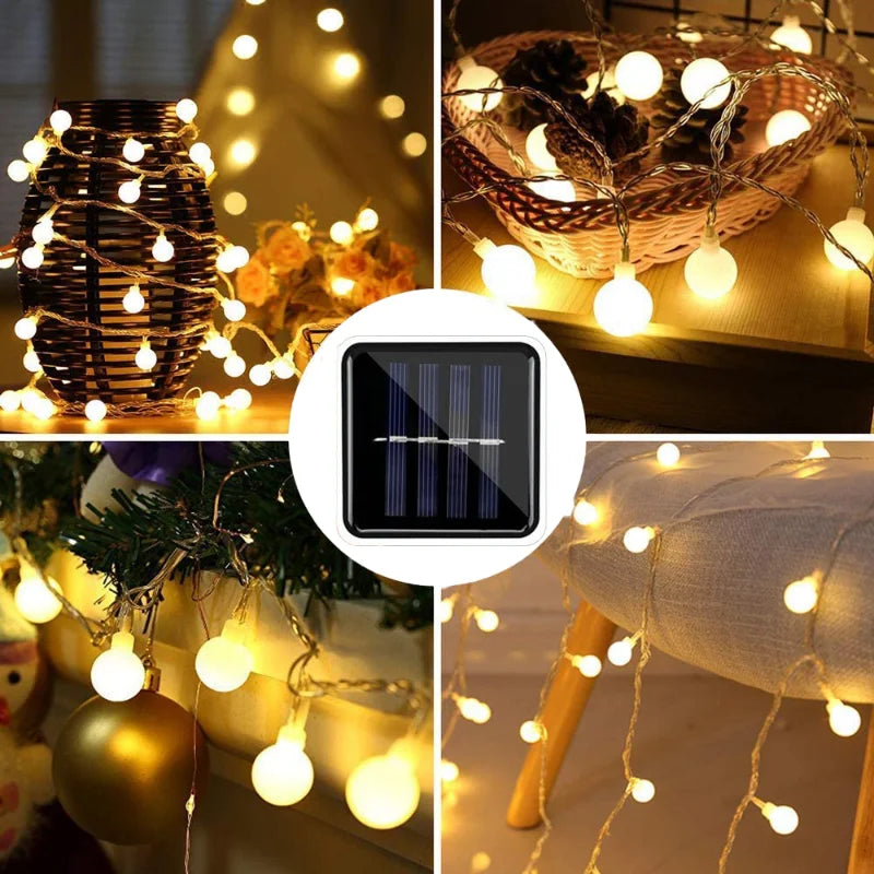 Led Solar Globe Ball String Lights Solar Fairy String Lights for Indoor Outdoor Party Wedding Christmas Tree