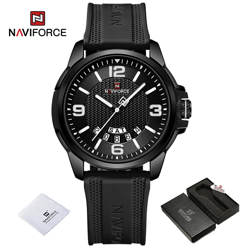 NAVIFORCE Creative TPU Strap Male Wristwatch Fashion Sports 3ATM Waterproof Quartz Day and Date Display Men Watches