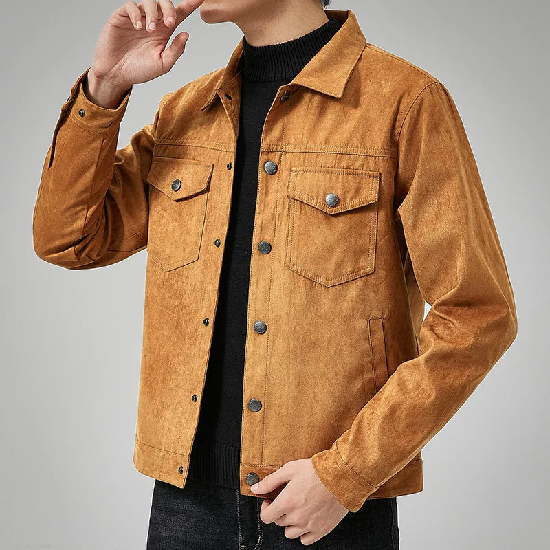 men's suede casual all match jacket new spring and autumn Men's Fashion  Jacket