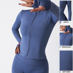 Workout Jacket for Women Long Sleeve Gym Quick-drying Yoga Train Jacket Sport Coat