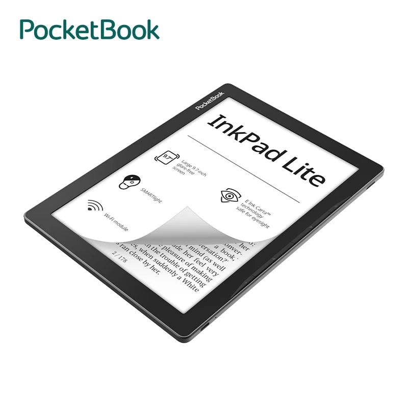 PocketBook Ebook Reader InkPad Lite Large 9.7-inch For Read/Study SMARTlight Side Control Buttons G-sensor 23 Formats Ereader