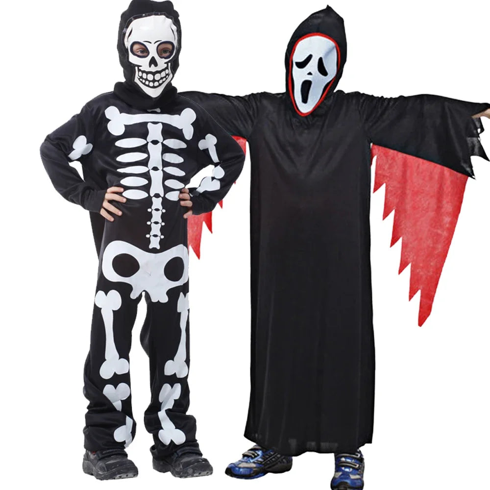 Halloween boy jumpsuit terrifying skull skeleton pattern ghost festival cosplay carnival performance costume