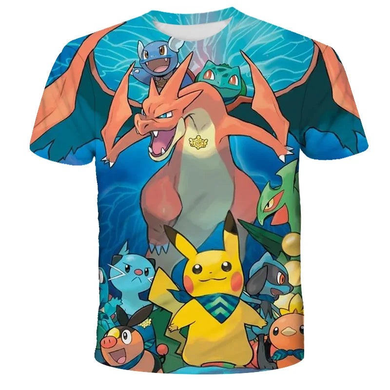 Children T-shirts Kids Tops Pokemon T Shirt Boys Short Sleeve Pikachu Tshirt Girls Clothes Tees Summer Casual Wear Girl T-shirt