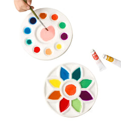 Flower Ceramic Palette Color Mixing Round Paint Palette Tray For Watercolor Gouache Acrylic Painting Art Supplies