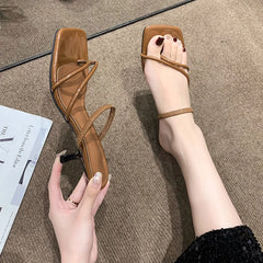 Women's Slippers Sell Like Hot Cakes Solid Color Shoes Female Stiletto Open Toe Slippers