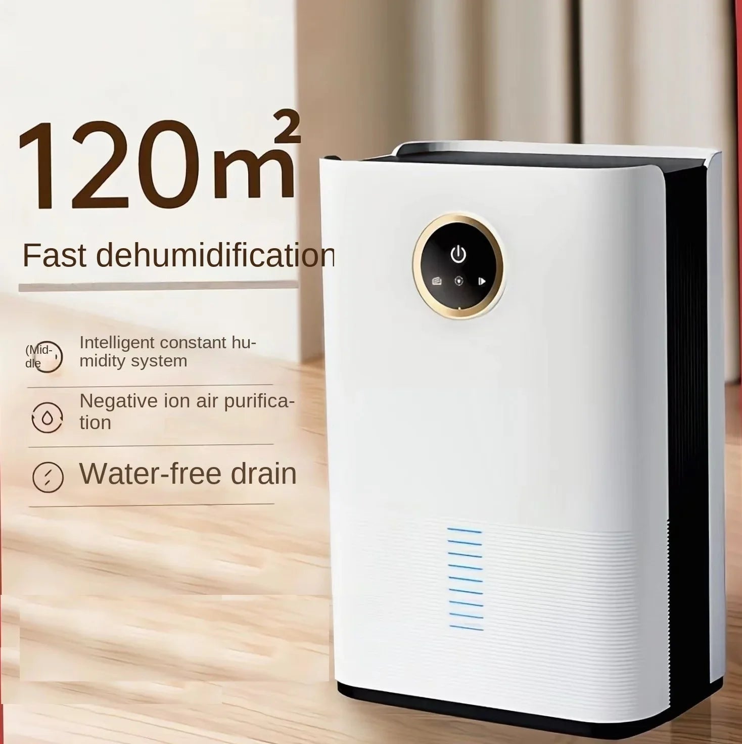 Electric Air Dehumidifier Bedroom for Home Mini Moisture Absorption Dryer Big Screen LCD External Water Pipes