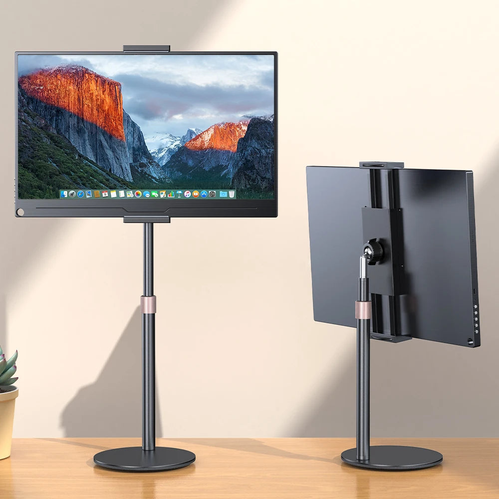 Rotating Portable Monitor Stand Height Adjustable Vesa Monitor Tablet Free Standing Low Profile Desk Mount up to 17.3"