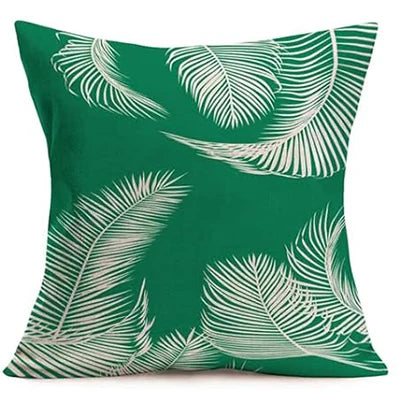 summer green plant theme farmhouse decoration pillowcase square linen cushion cover