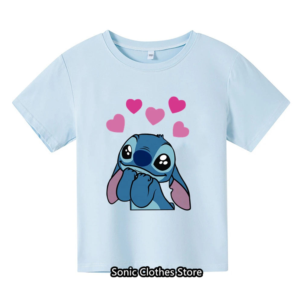 Stitch Tshirt Kids Clothes Boys Girls Clothing Baby Anime Fashion Summer Children's Cartoon Casual T-shirts Sonic Short Sleeve