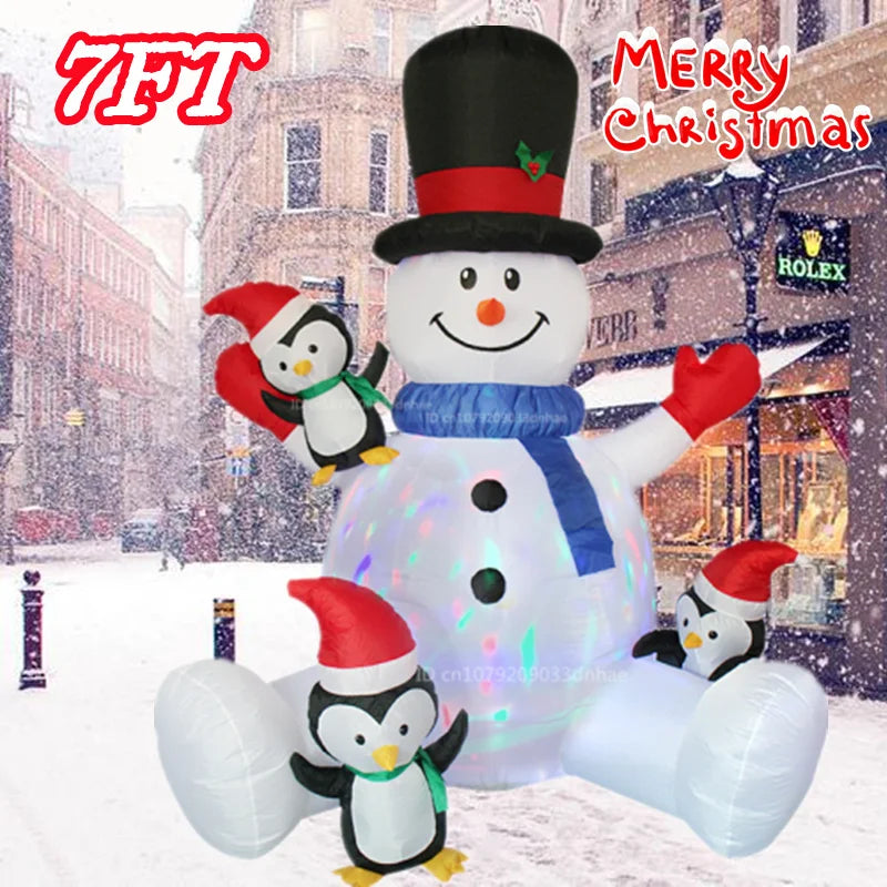 Christmas Inflatables Sitting Snowman Penguin Outdoor Model with LED Lights Indoor Outdoor Carnival Xmas Decorations