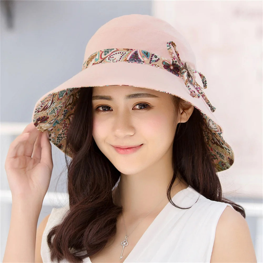 Bucket Hat Women Fashion Summer Wide Brim Hat