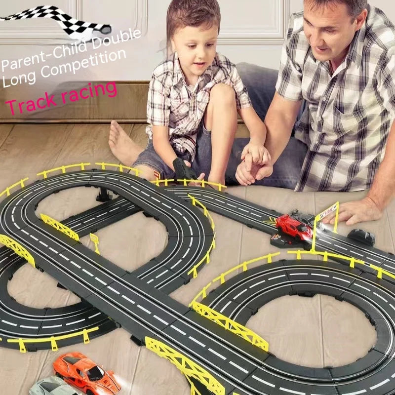 Electric Rail Car  Racing Track Toy Autorama Circuit Voiture Electric Railway Slot Race Double Remote Control Car Toy