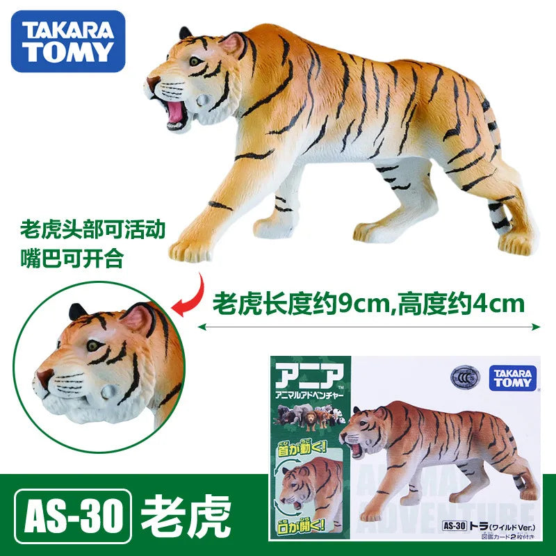 Original Takara Tomy Tomica Simulation Wild Animal Tiger Crocodile Elephant Lion Panda Orangutan Model For Children Toy Gift