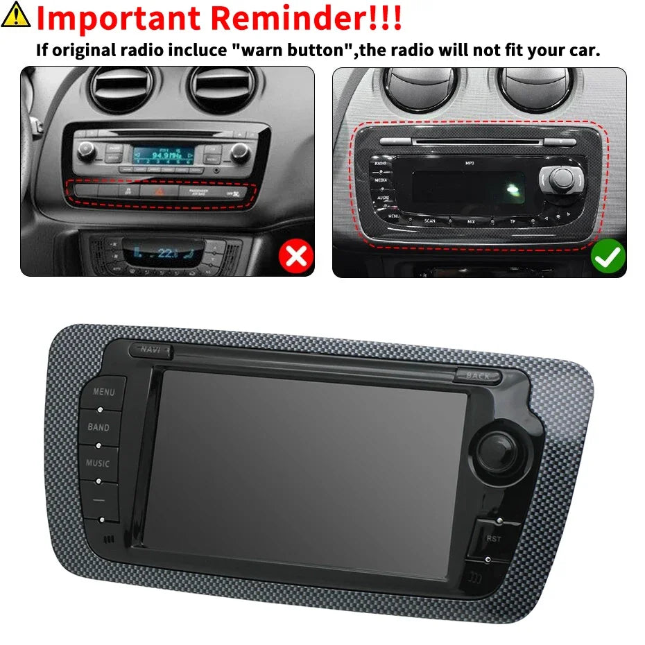 Car Radio for Seat Ibiza 2009-2013 Multimedia Player CarPlay Android Auto GPS Navigation Bluetooth WIFI FM Audio Head Unit 7inch