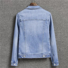 Women's Casual Denim Jacket Jacket Women's Long-Sleeved Single-Breasted Jeans Jacket Women's Short Top