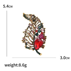 Elegant Women Unisex Clothing Accessories Luxury Rhinestone Tree Leaf Vintage Hollow Out Crystal Plant Pin